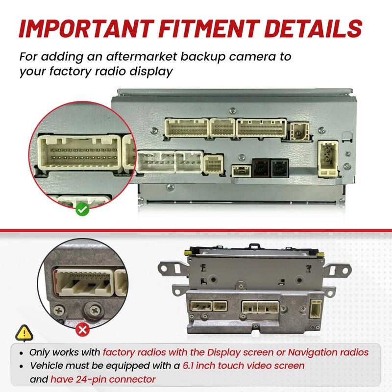 RED WOLF 24 PINS Backup Camera T-Harness for 2014-2019 Toyota 4Runner Tacoma Highlander Sienna Add on Aftermarket Reverse Camera to Factory OEM Stereo Display Navigation - Image 2